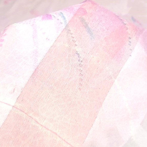 Square Scarf Pink Tea Rose Floral print 30 x 30 white purple green Lightweight - Picture 4 of 5